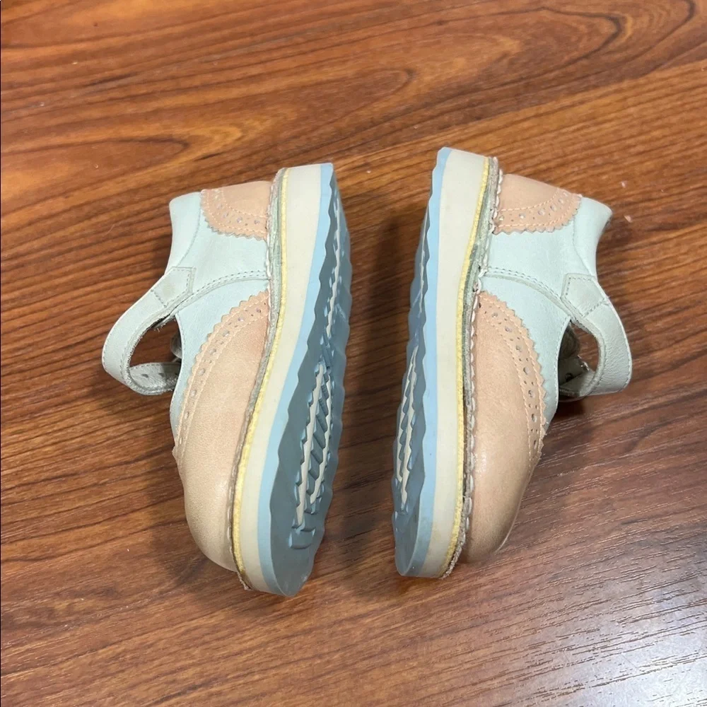 Petit Shoes Sz 4.5 Saddle Oxford w/Strap Made in Spain Leather Pink & Blue